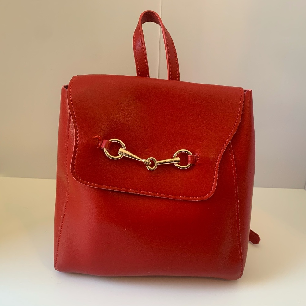 Brandy Melville Horsebit Mini Backpack in Red